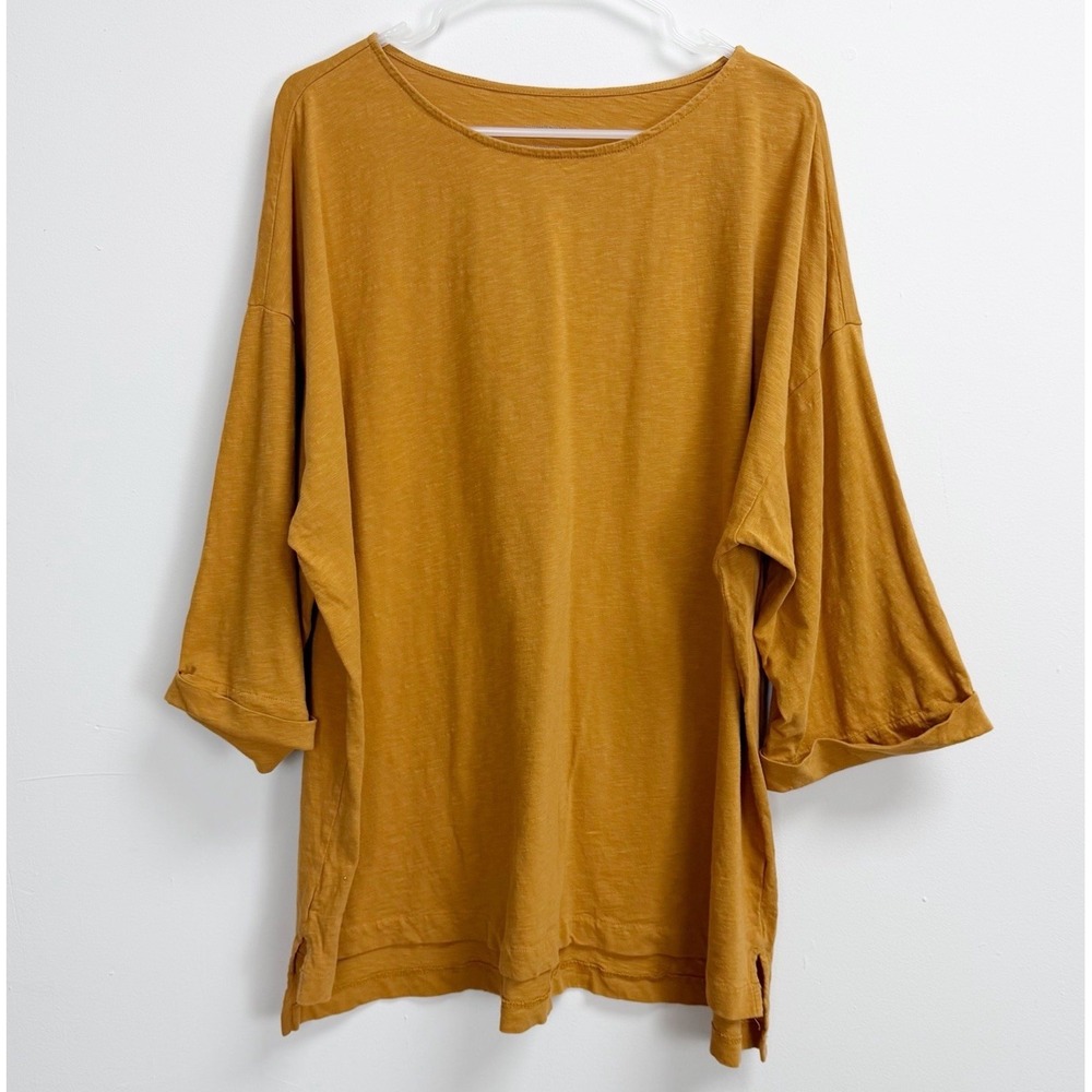 J Jill Shirt Womens XL Yellow Perfectly Relaxed Top Pure Jill Organic Cotton